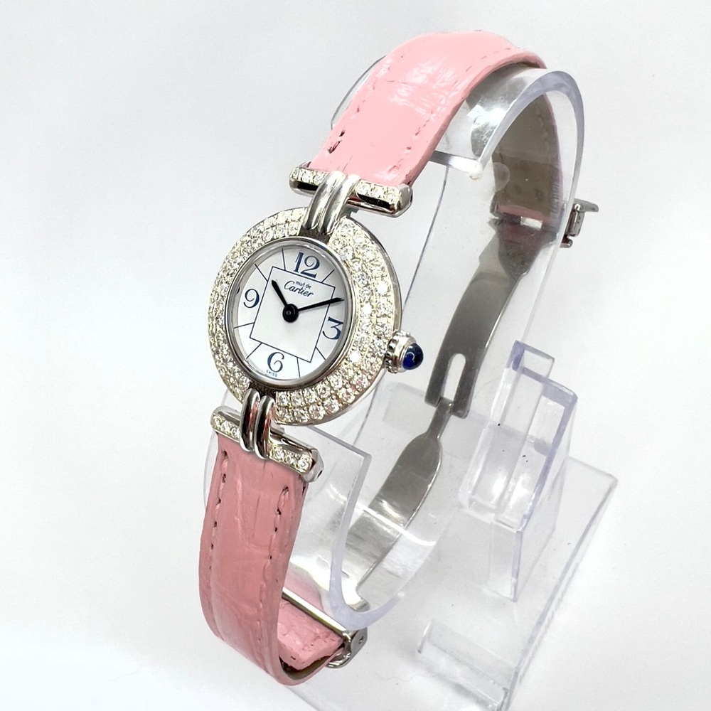 CARTIER VERMEIL COLISEE Quartz 24mm Silver 0.87TCW Diamond Watch White Dial - Picture 3 of 8